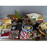 Tray of silver and other costume jewellery and charm bracelets etc