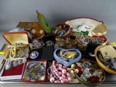 Tray of silver and other costume jewellery and charm bracelets etc