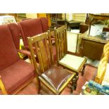 Pair of polished slatback dining chairs