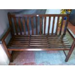 Stained timber garden bench