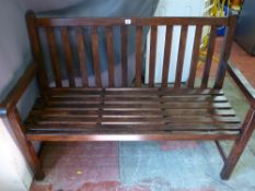 Stained timber garden bench