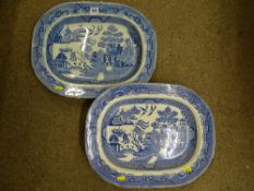 Two large Willow meat platters