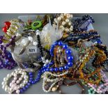 Good quantity of various bead and other necklaces displayed in two plastic boxes