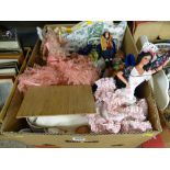 Box of collectable dolls and equipment