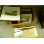 Box of paintings, prints etc