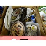Mixed box of household crockery including child's teaware etc