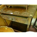 Carved single drawer polished hall table