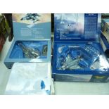 Three boxed Corgi diecast planes from The Aviation Archive including a Harrier GR.1, a McDonnell F-