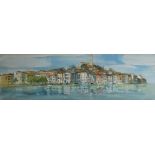 RAY EVANS watercolour - a continental & historic harbour town, entitled verso 'Rovinj Yugoslavia',
