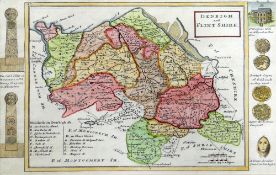 UNKNOWN GEOGRAPHER coloured antiquarian map - 'Denbigh and Flintshire', 20.5 x 31.5cms