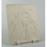 AN IMPORTANT & RARE LLANELLY PORCELAIN LITHOPHANE of rectangular form and moulded with a head and