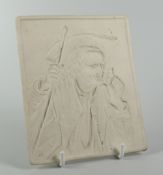AN IMPORTANT & RARE LLANELLY PORCELAIN LITHOPHANE of rectangular form and moulded with a head and