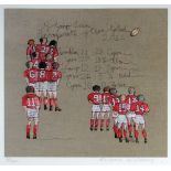 DIANA WILLIAMS limited edition (63/300) coloured print - depicting 2012 Six Nations Welsh Squad