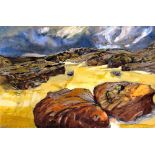 RONALD LOWE watercolour - mountain scene, signed, 16 x 22cms