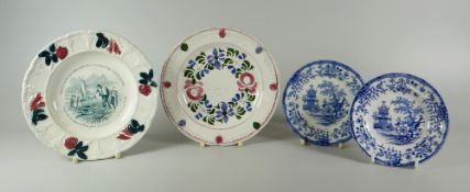 VARIOUS WELSH POTTERY DISHES comprising Swansea Dillwyn sponged floral dish, 17cms diam, a