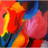 VIVIENNE WILLIAMS acrylic - colourful abstract, entitled 'Scherzo', 39 x 39cms