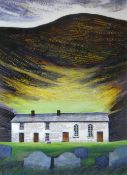 OGWYN DAVIES coloured print - famous remote calvinistic chapel with Welsh hymn, entitled 'Soar y