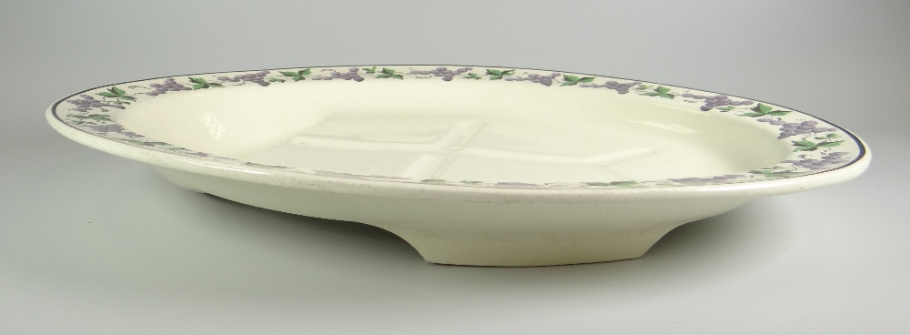 SWANSEA CREAMWARE MEAT PLATTER of oval form, decorated with a boarder of grape-vines, impressed mark - Image 2 of 7