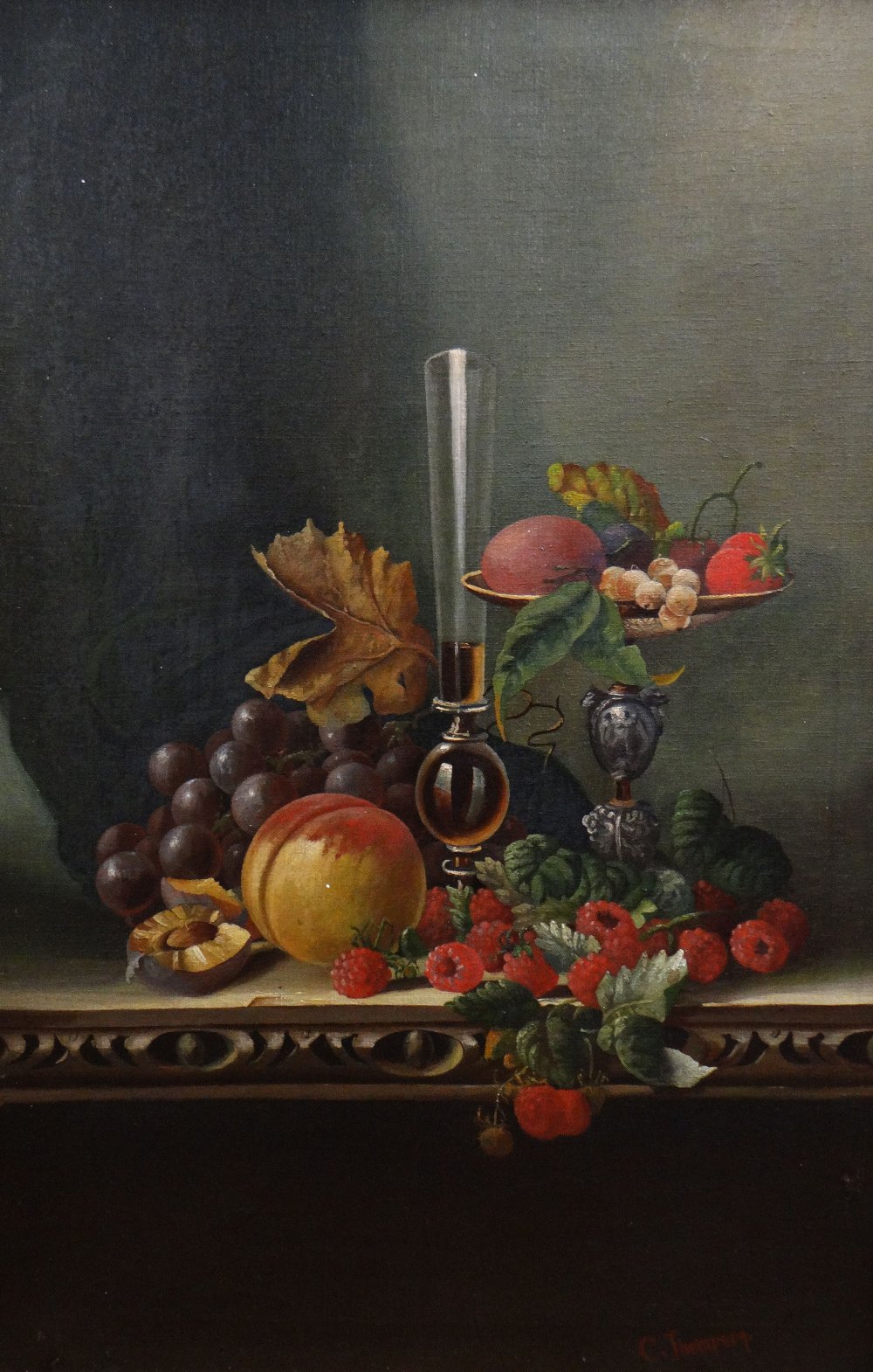 CHARLES THOMPSON oils on canvas, a pair - finely executed still life studies - 1. apples, - Image 2 of 3