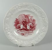A SWANSEA DILLWYN POTTERY COCKLE DISH with transfer of figure on horseback entitled 'Turkish
