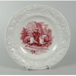 A SWANSEA DILLWYN POTTERY COCKLE DISH with transfer of figure on horseback entitled 'Turkish