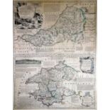 THOMAS KITCHEN coloured antiquarian map - two counties of 'Cardiganshire' and 'Pembrokeshire' from