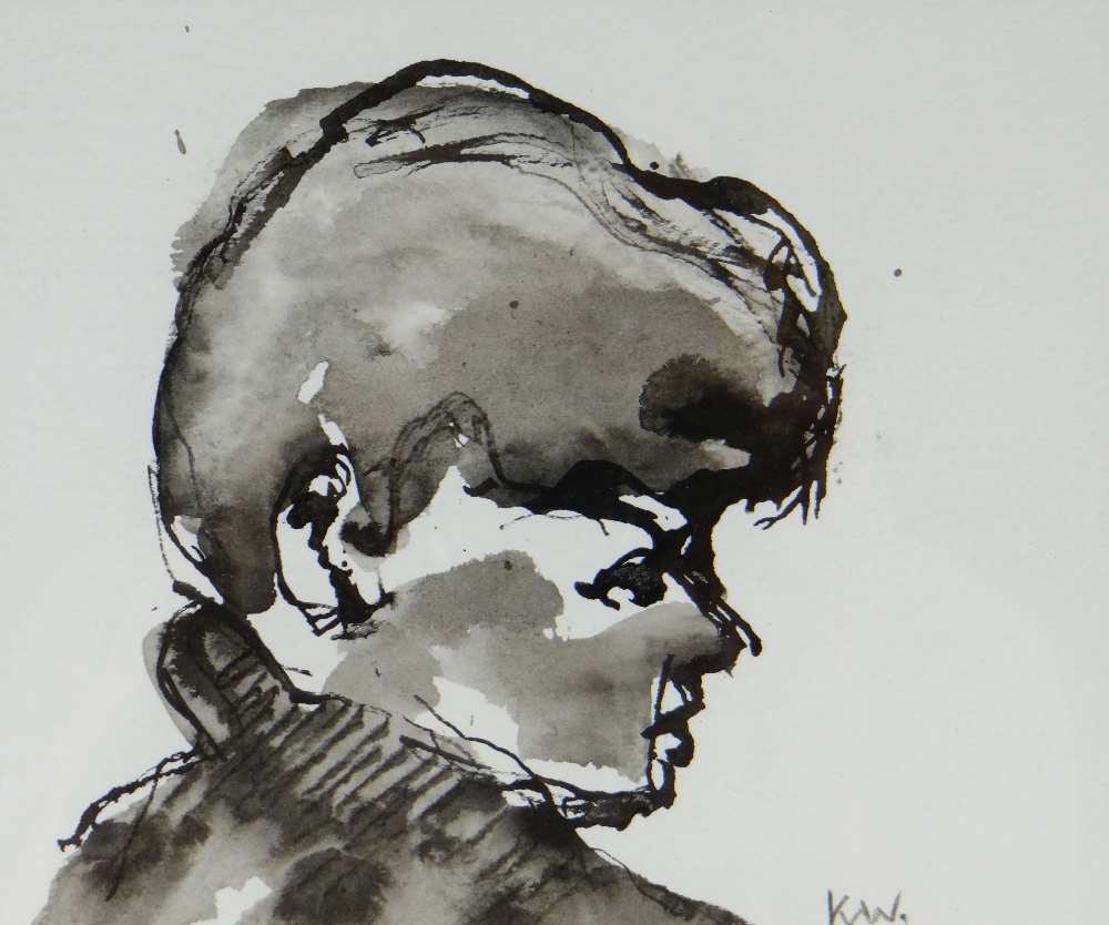 SIR KYFFIN WILLIAMS RA colourwash - preparatory head & shoulders portrait of a young boy, signed