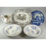 A PARCEL OF NINETEENTH CENTURY WELSH POTTERY including 'Bombay' pattern jug (South Wales Pottery), a