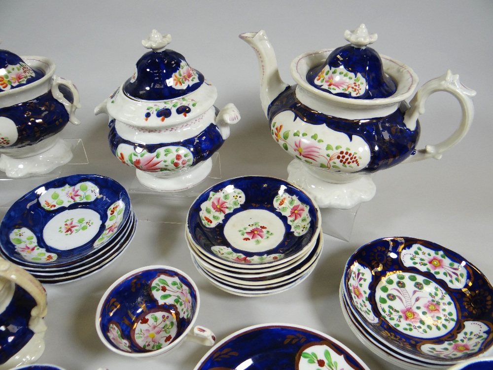 AN EXTENSIVE GAUDY WELSH TEAWARE SET in the Columbine pattern, 50+ pieces including teapots, - Image 3 of 3