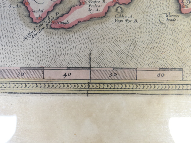 HUMPHREY LLWYD coloured and tinted late sixteenth century antiquarian map - 'Cambriae Typus' being - Image 11 of 13