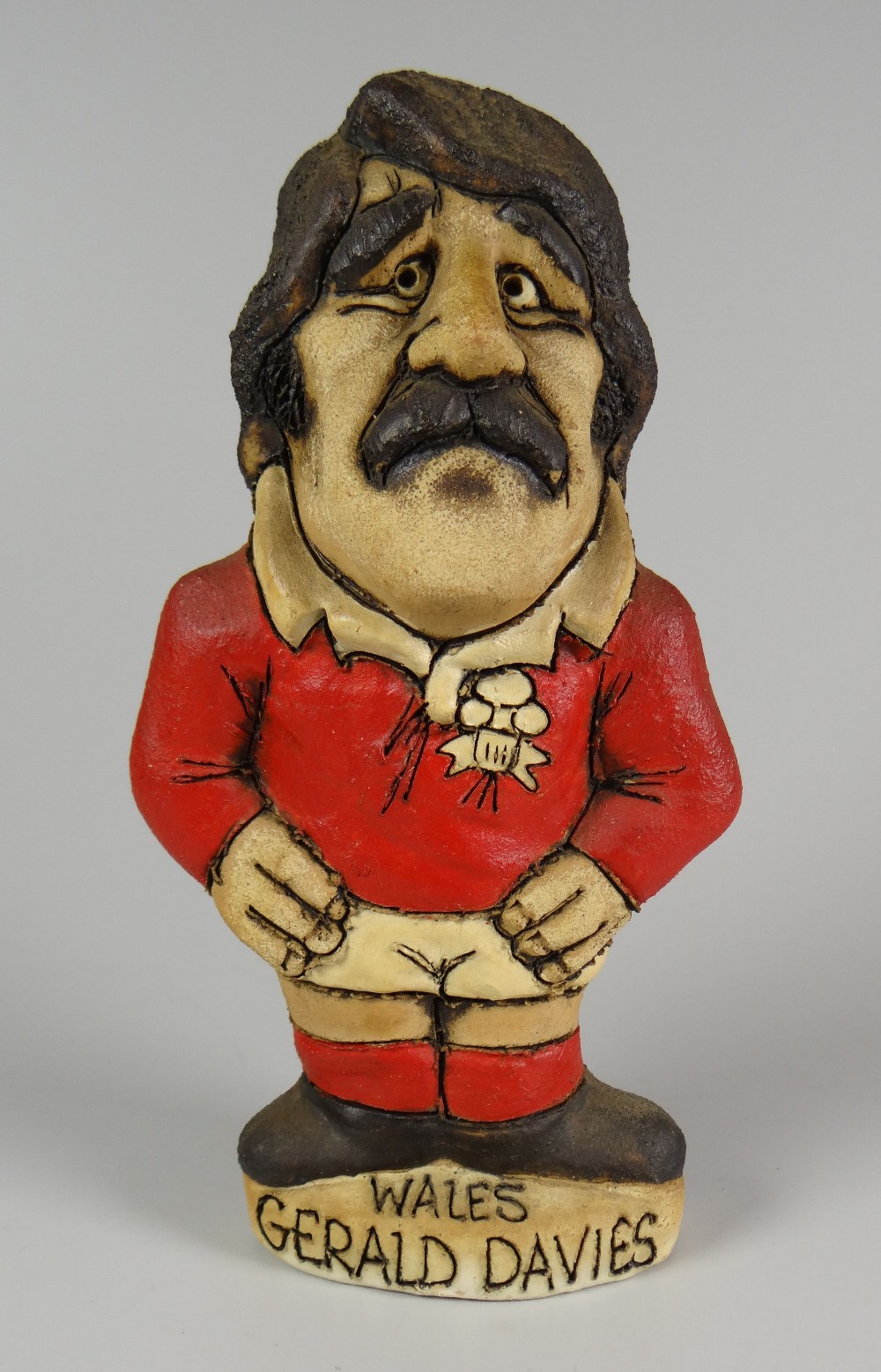 JOHN HUGHES Grogg - famous Welsh International wing Gerald Davies, signed, 15.5cms high