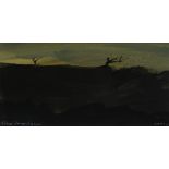 JOHN KNAPP FISHER mixed media - landscape entitled 'Desolate Ridge', signed & dated 2001, 13 x 25.