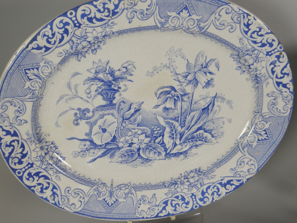 A LLANELLY PART DINNER-SET IN THE 'EASTERN' PATTERN in blue and white transfer, includes two tureens - Image 2 of 2