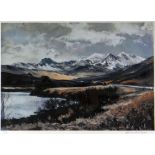 ALED PRICHARD-JONES coloured limited edition (7/75) print - North Wales landscape with Snowdon