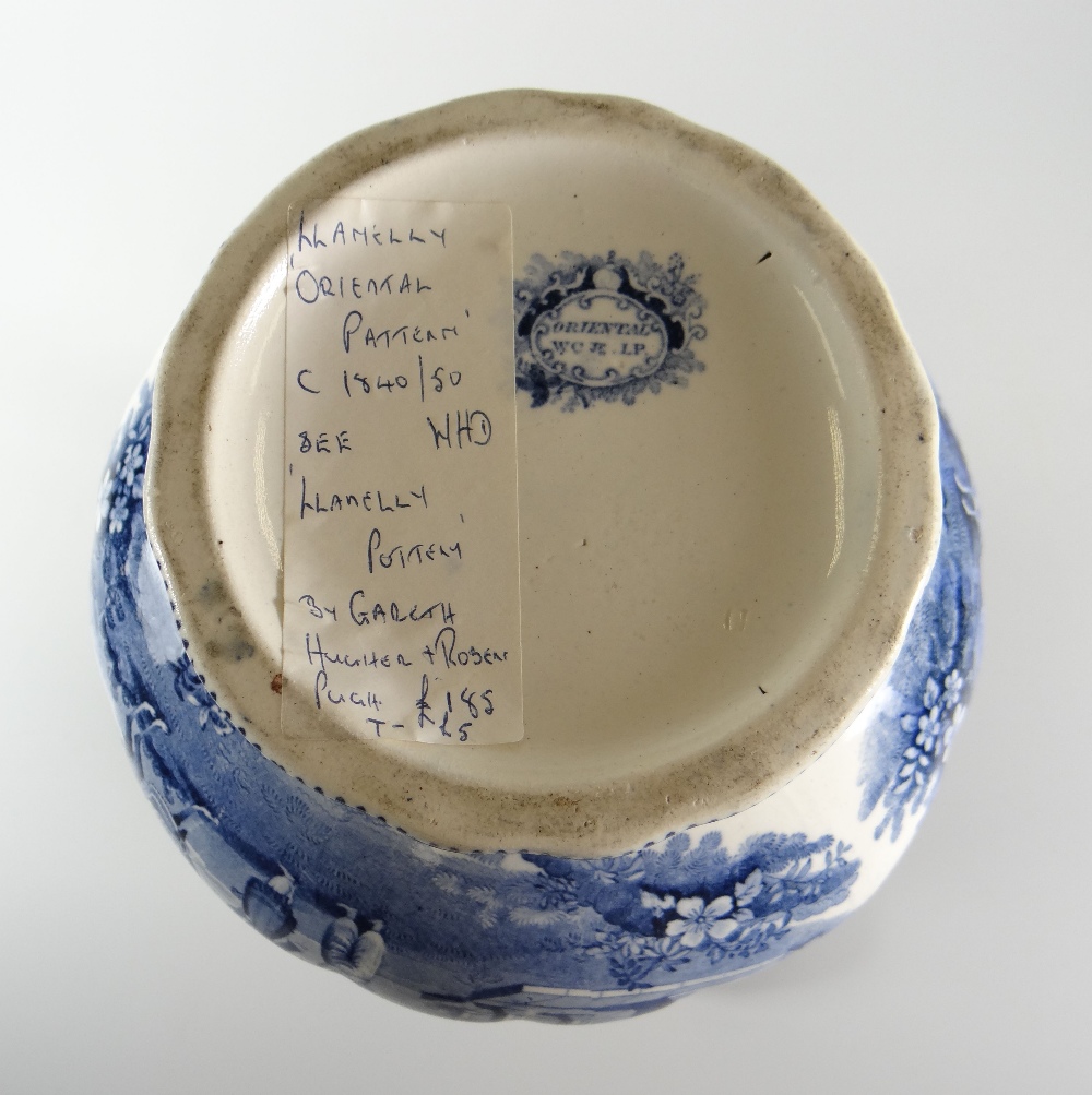 A LLANELLY POTTERY TOILET JUG IN THE ORIENTAL PATTERN in blue transfer, marked to the base with WC - Image 5 of 5