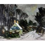 SIR KYFFIN WILLIAMS RA limited edition (29/150) coloured print - Anglesey winter scene with figure &