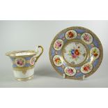 A NANTGARW PORCELAIN CABINET CUP & STAND the cup having an exaggerated flared rim, inverted foot and