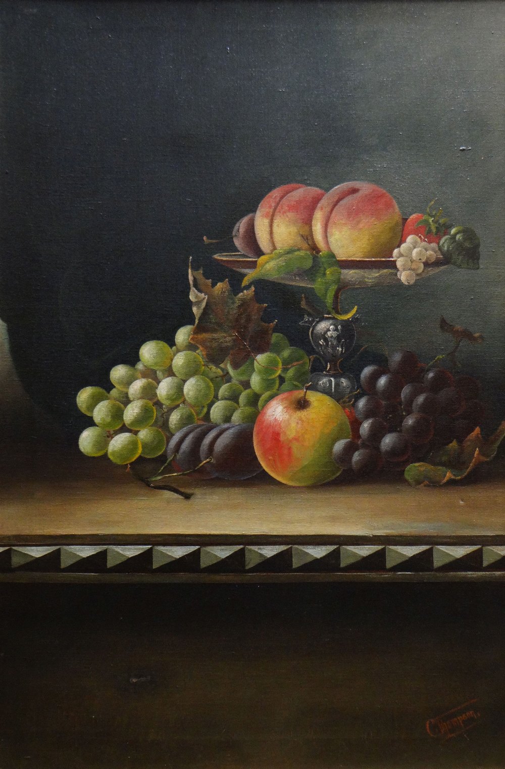 CHARLES THOMPSON oils on canvas, a pair - finely executed still life studies - 1. apples, - Image 3 of 3