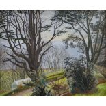FELICITY CHARLTON oil on board - South Wales coastal scene entitled verso 'Porthkerry Winter' with