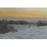 DAVID COWDREY oil on board - landscape, entitled 'Towy Valley from Dinefwr Park', signed, 44 x