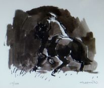 SIR KYFFIN WILLIAMS RA limited edition (118/500) print from inkwash - farmer on horseback, signed