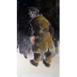 SIR KYFFIN WILLIAMS RA limited edition (95/150) coloured print - standing farmer in long-coat,