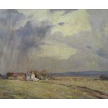 HARRY HUGHES WILLIAMS oil on canvas - stormy Anglesey landscape, signed & with original title