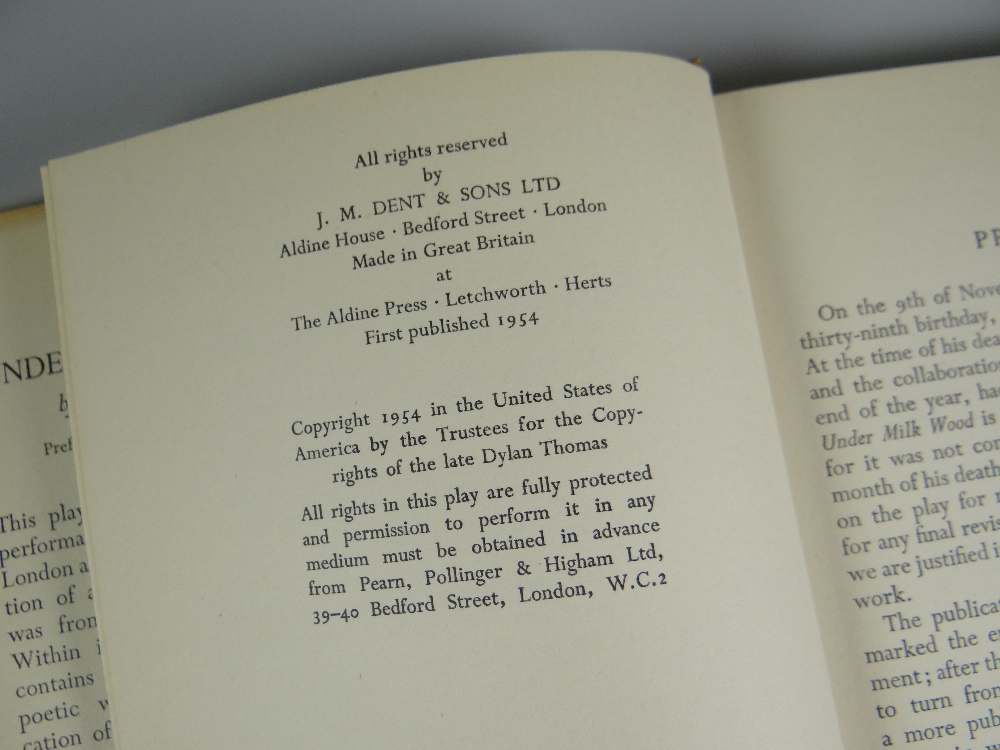 DYLAN THOMAS 1st Edition volume - 'Under Milk Wood', 1954 published by J M Dent & Sons - Image 3 of 5