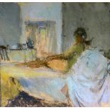 BERNARD DUNSTAN pastel - reclining figure on a bed, signed with initials & entitled verso 'The