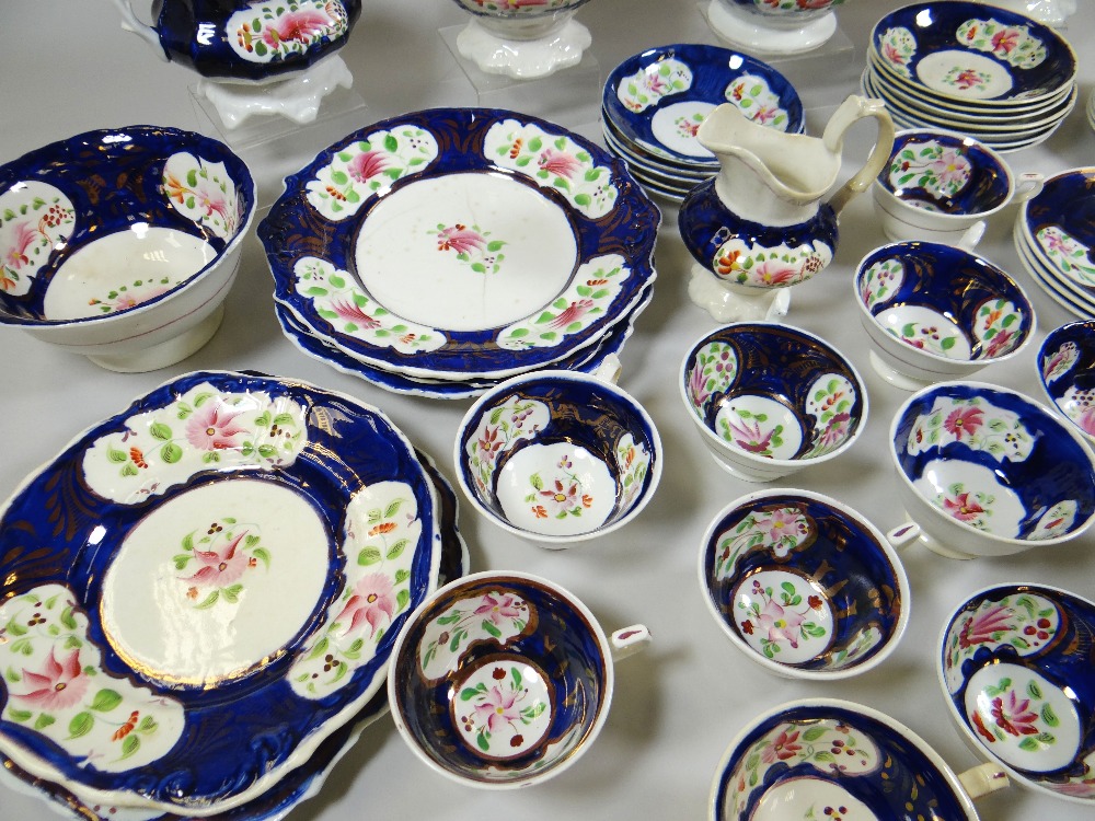 AN EXTENSIVE GAUDY WELSH TEAWARE SET in the Columbine pattern, 50+ pieces including teapots, - Image 2 of 3