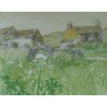 AUDREY HIND limited edition (26/100) etching - Anglesey landscape and farm, entitled 'Fferm