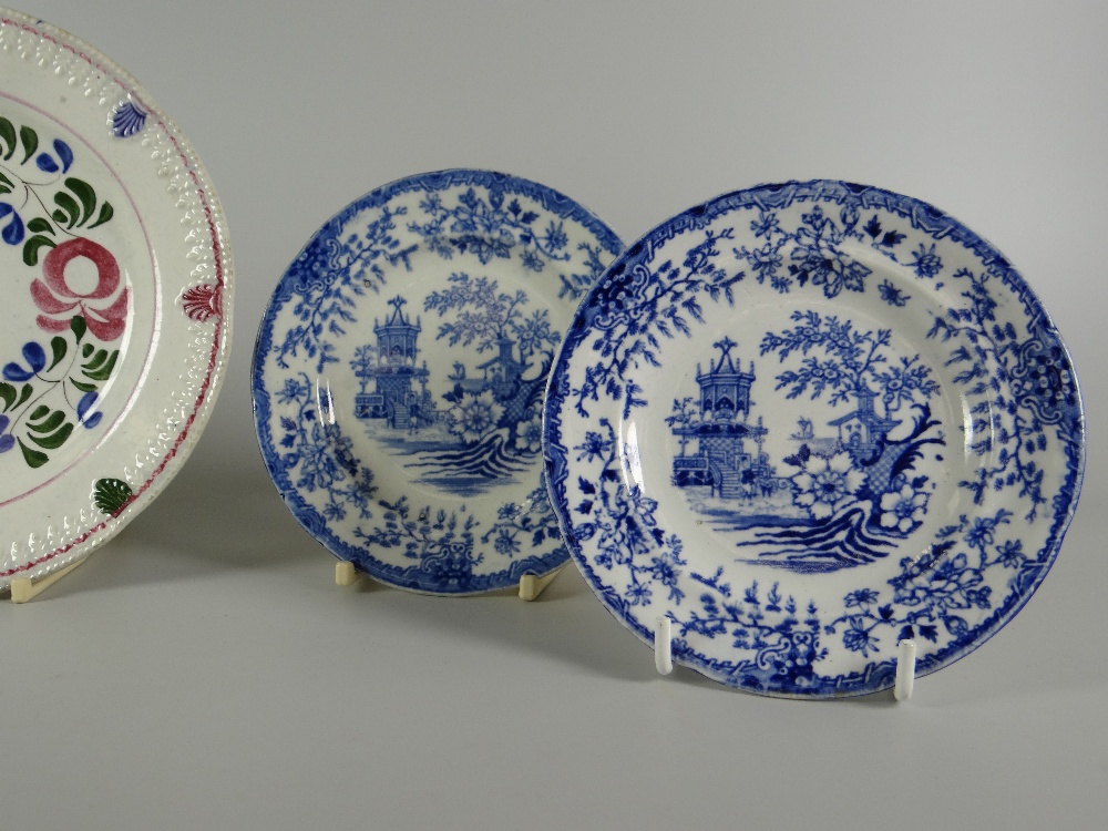 VARIOUS WELSH POTTERY DISHES comprising Swansea Dillwyn sponged floral dish, 17cms diam, a - Image 3 of 3