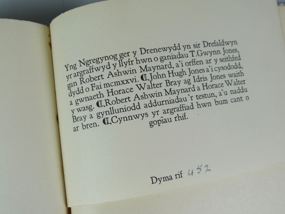GWASG GREGYNOG limited edition (452/500) 'Detholiad o Ganiadau' gan T Gwynn Jones, 1926 - Image 3 of 4