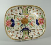 A SWANSEA PORCELAIN JAPAN PATTERN TEAPOT STAND in typical Imari style palette with pink
